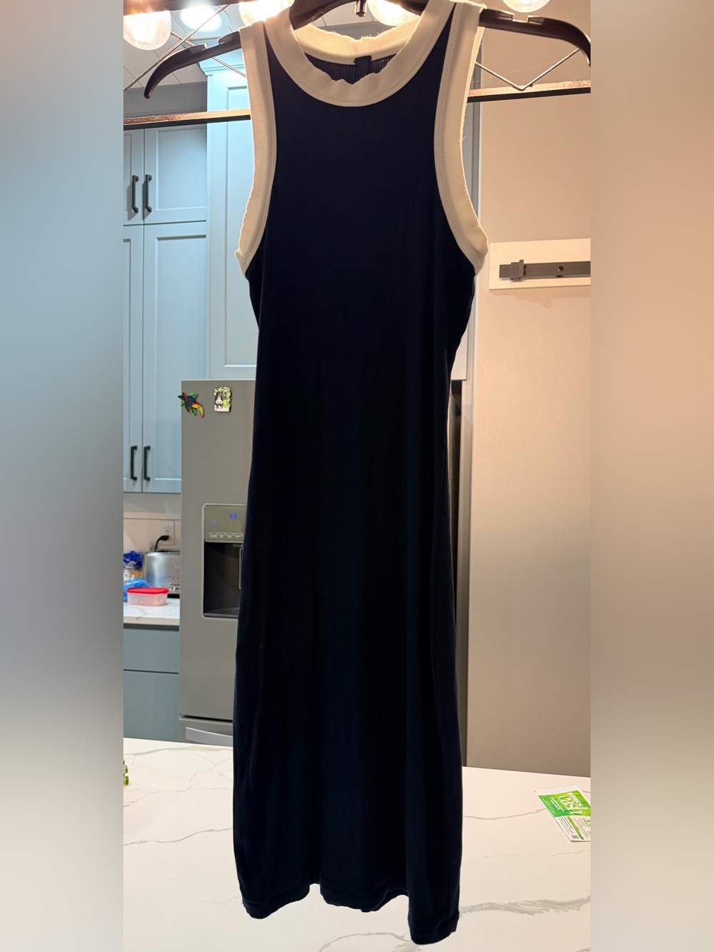 SKIMS Navy Sleeveless Mini Dress with white Trim